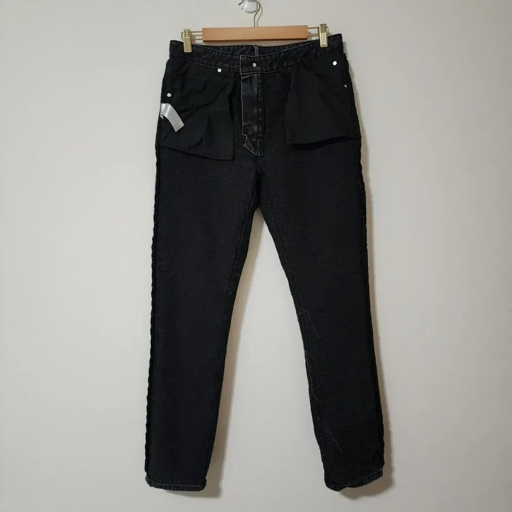 Jaded London Black Distressed Shredded Straight Leg Denim Jeans Size 30 31